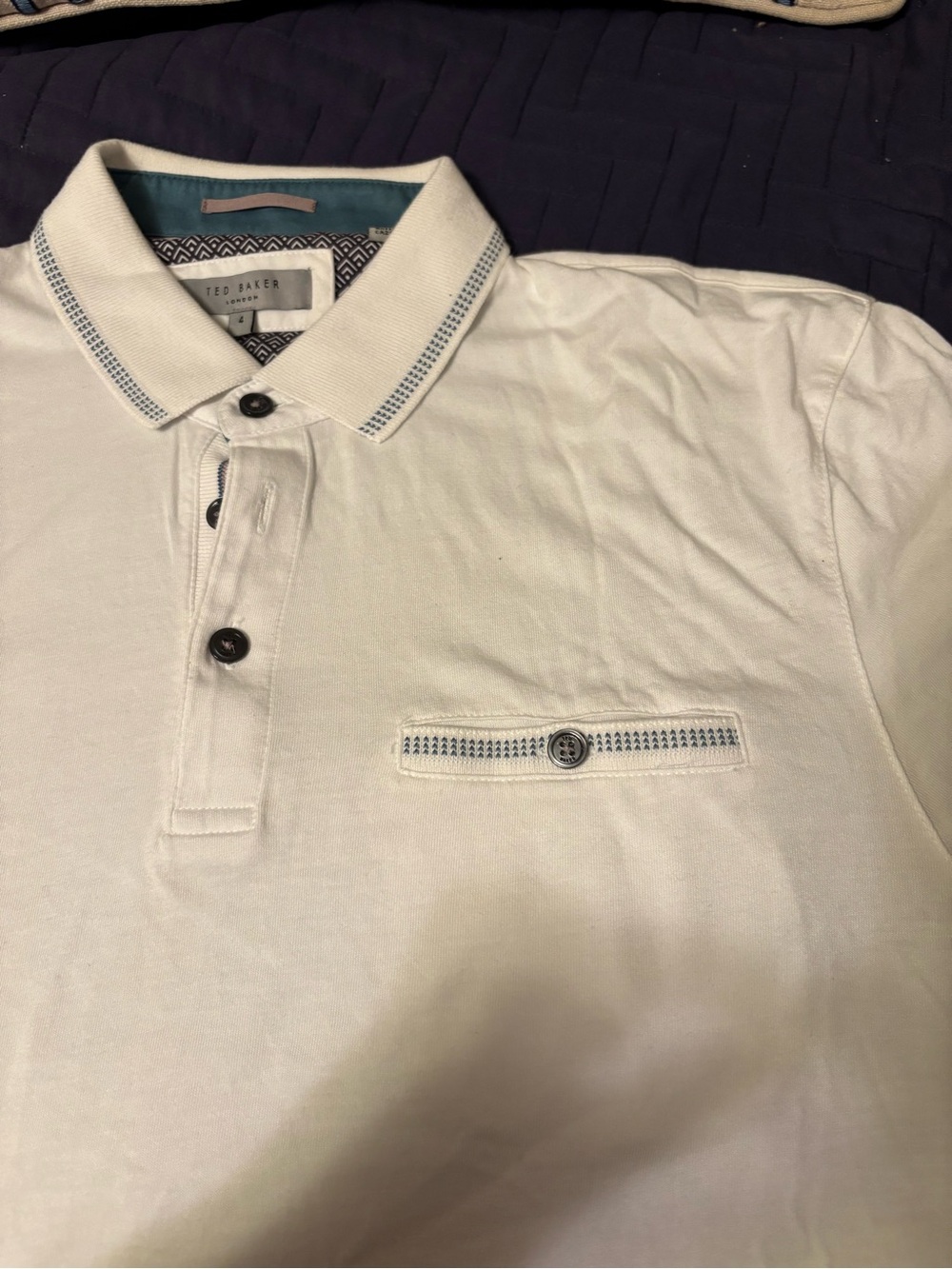 Ted Baker White Polo with Navy Contrast Trim